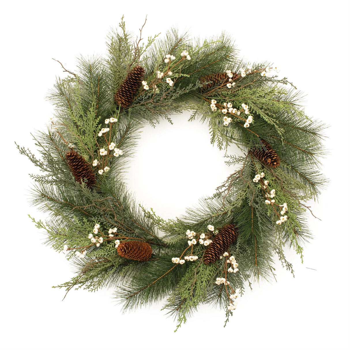 Mixed pine and tallow berry wreath 28"d