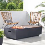 Outdoor 50,000 BTU Lightweight Concrete Fire Pit Table with Storage
