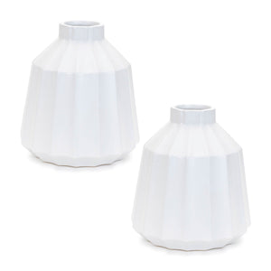 Ribbed Ceramic Vase (Set - 2)