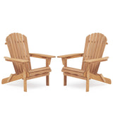 Wooden Outdoor Folding Adirondack Chair Set of 2, Honey Brown