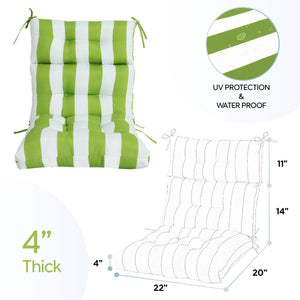 2-Piece High Back Chair Cushion Set, Tufted Patio or Rocking Chair Cushions