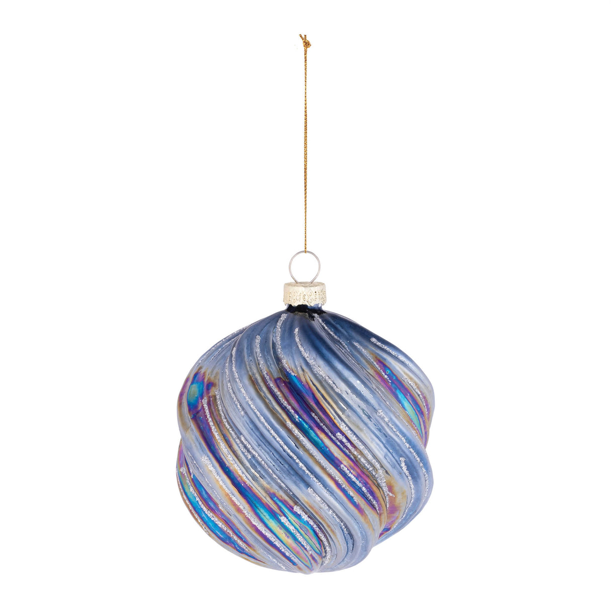 Iridescent swirled glass ornament (set of 6)