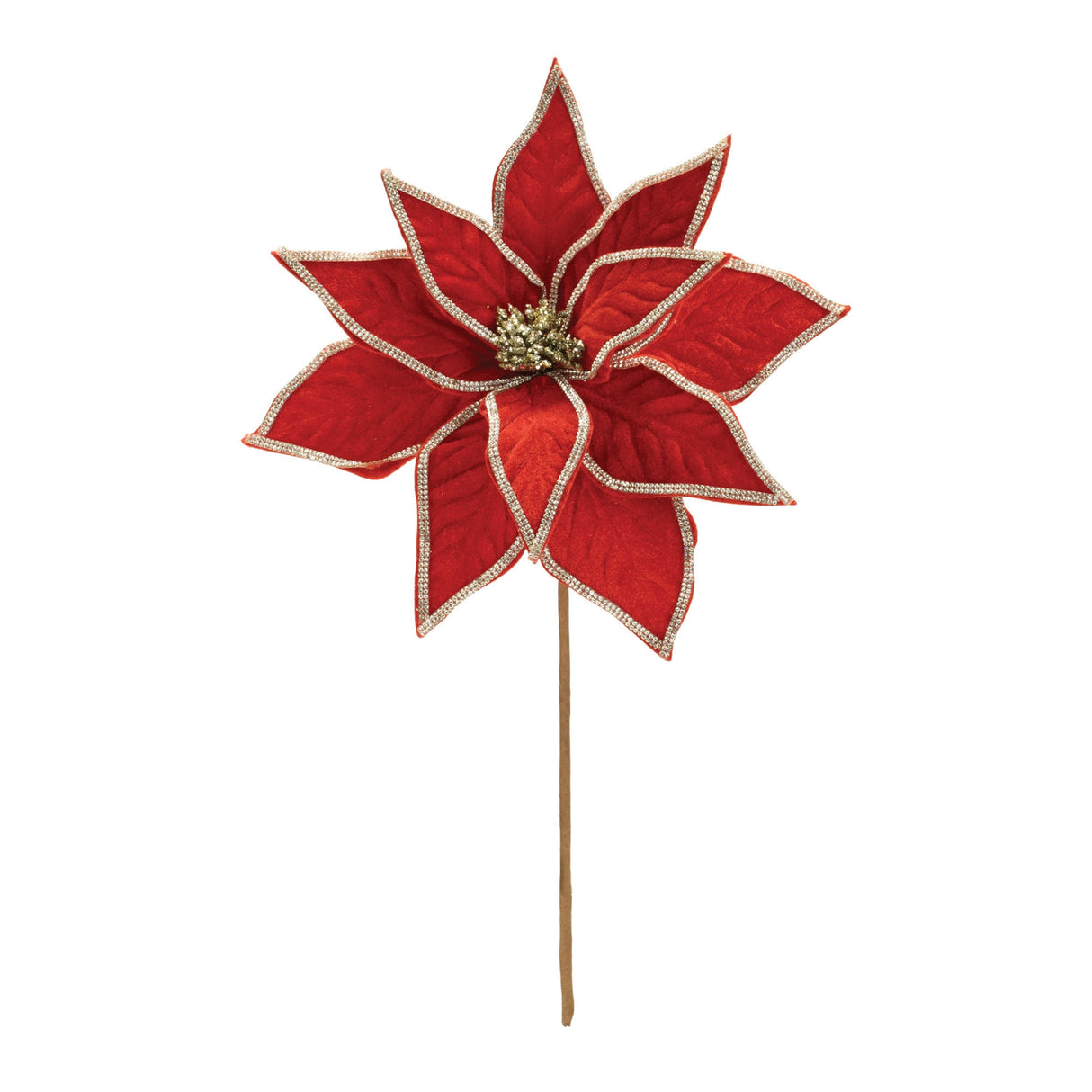 Jeweled pointsettia flower stem (set of 2)