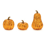 Led mercury glass pumpkin décor (set of 3)