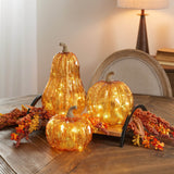 Led mercury glass pumpkin décor (set of 3)