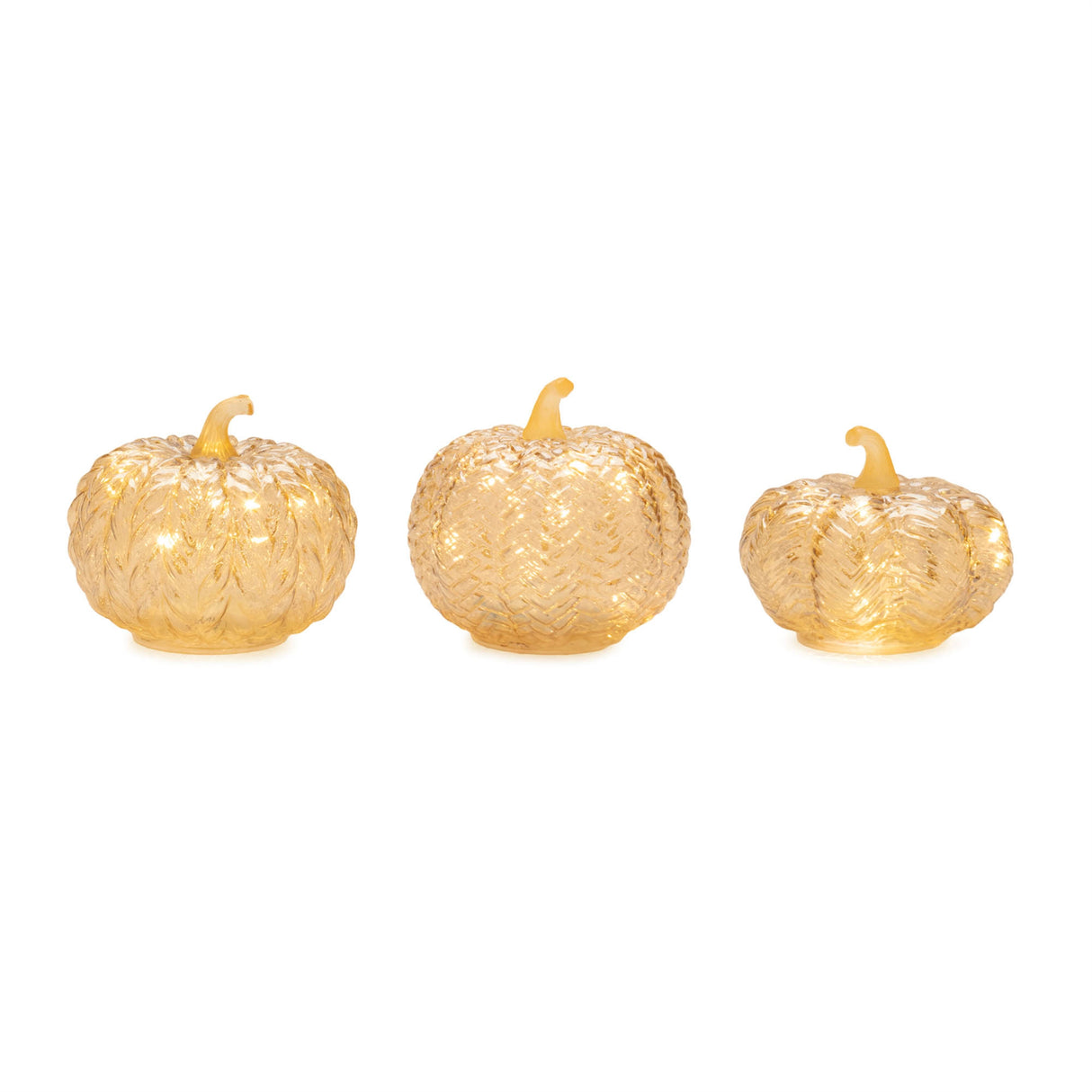 Led mercury glass pumpkin décor (set of 3)