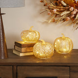 Led mercury glass pumpkin décor (set of 3)