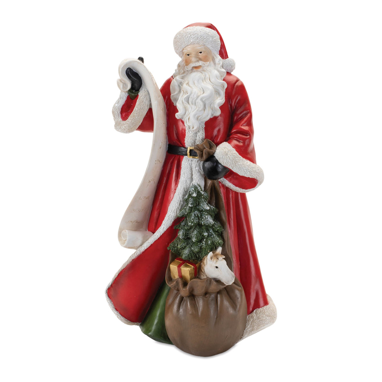 Santa with list statue 16"h