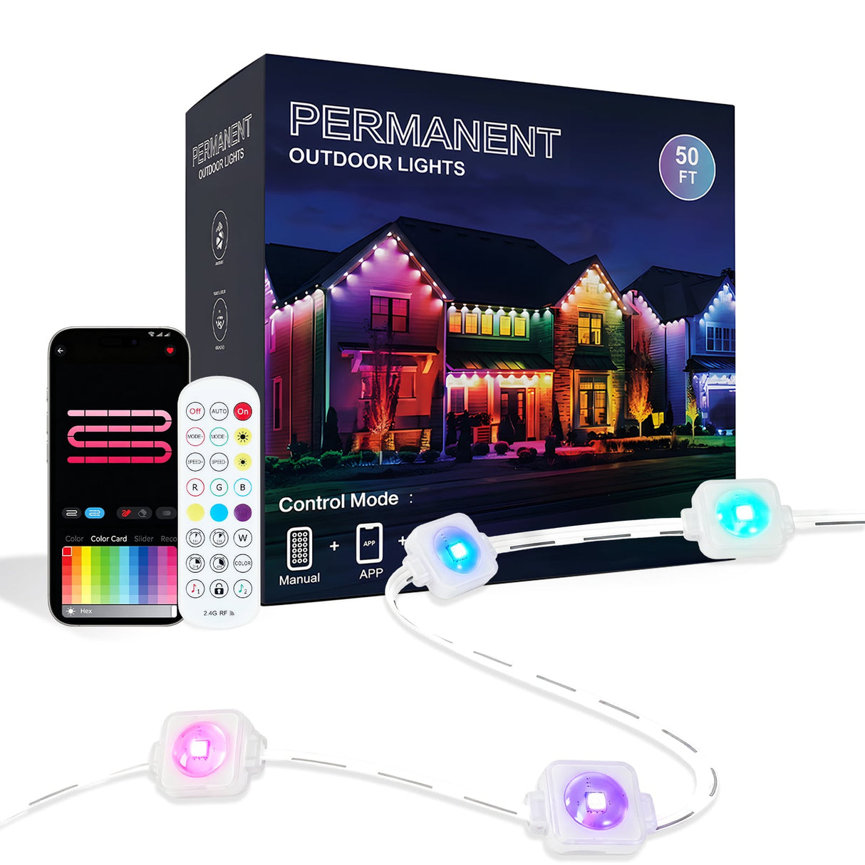 50ft Outdoor RGB LED String Lights