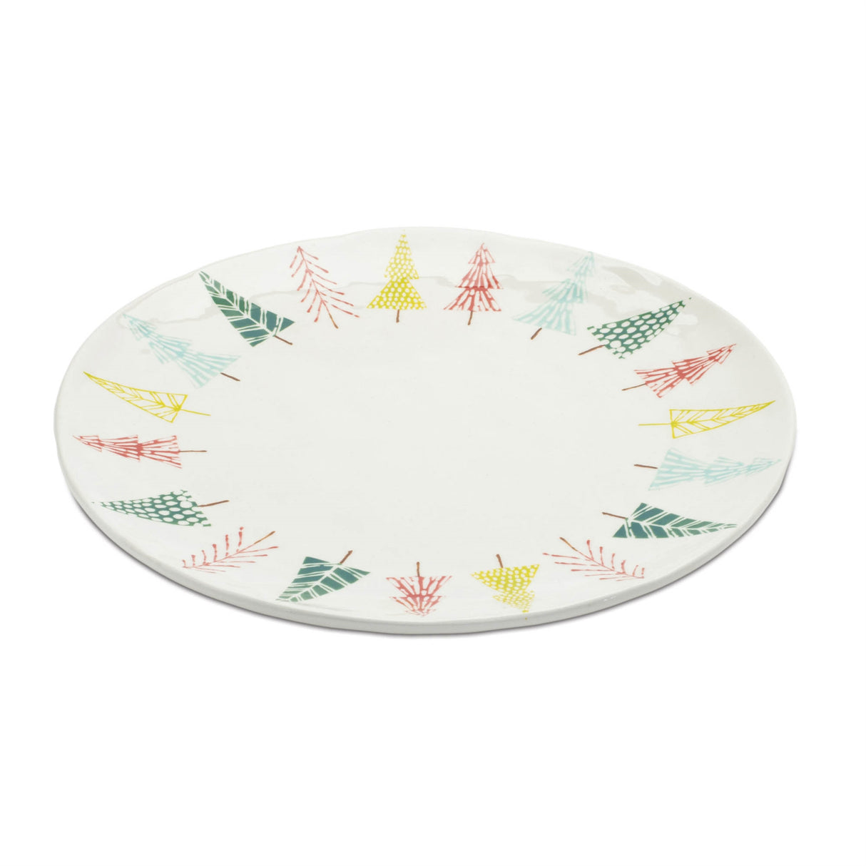 Ceramic pine tree print platter (set of 3)