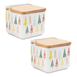 Ceramic Pine Tree Print Box (Set of 2)