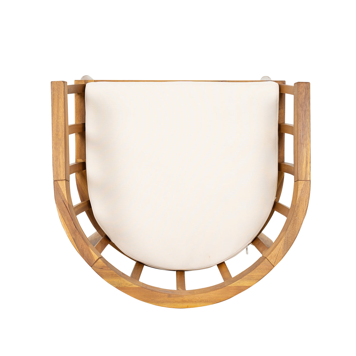 Klismos Dining Armchair Set of 2 with Solid Wood Construction and Curved Backrest in Teak and Beige