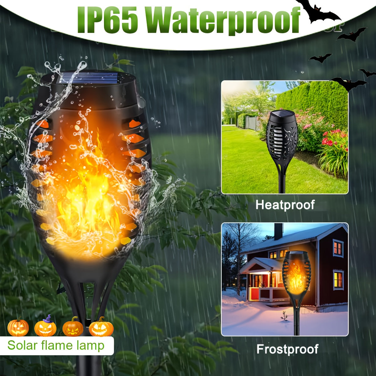 8-Pack Solar Flame Torch Lights – Flickering Outdoor Garden Lights for Patio & Lawn