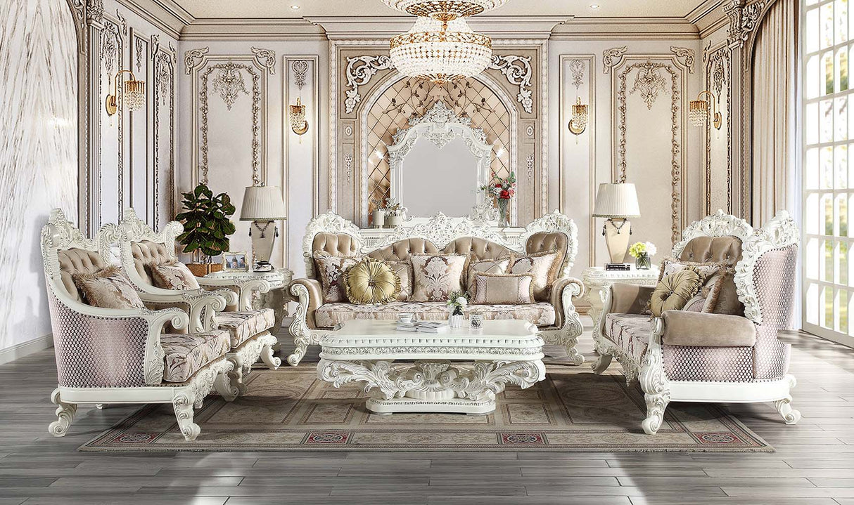 Vanaheim - Sofa With 7 Pillows - Fabric & Antique White