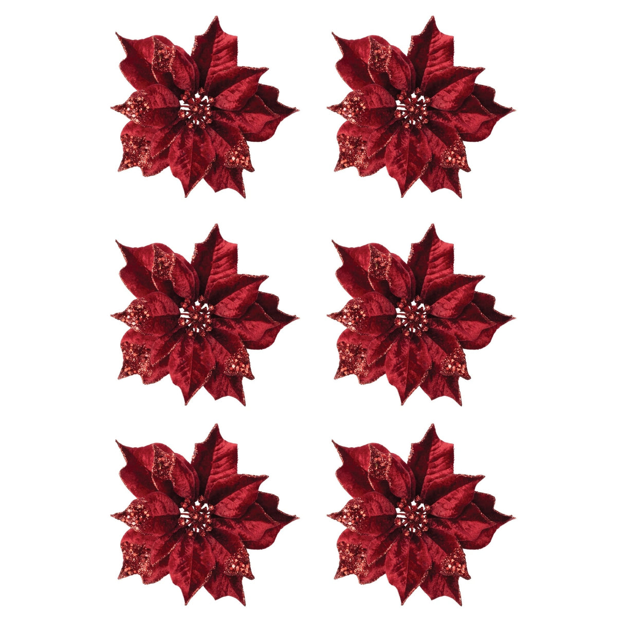 Jeweled Poinsettia Flower Clip (Set of 6)