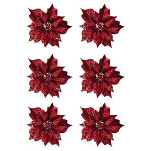 Jeweled Poinsettia Flower Clip (Set of 6)