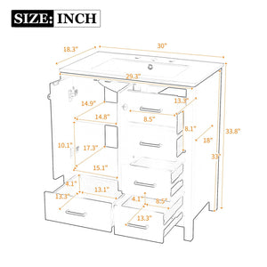Retro Style Bathroom Vanity With Sink, Storage Cabinet