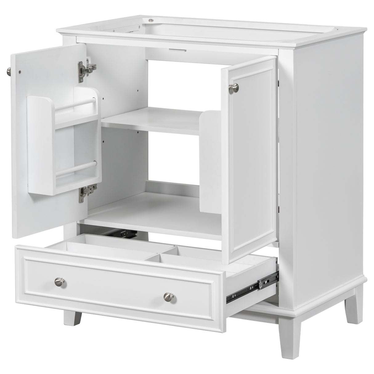 30" Freestanding White Bathroom Vanity Base (Sink Not Included)