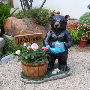 Outdoor Garden Sculpture Bear Flower Pot Planter