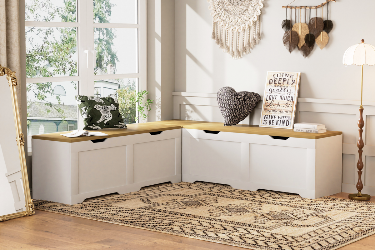 3-Piece L-Shaped Multi-Functional Storage Bench with Cushion