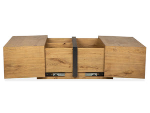 Ripley - Square Cocktail Table With Casters - Rustic Caramel