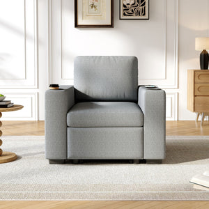 Single Pull Out Sofa Bed With USB Ports And Cup Holders