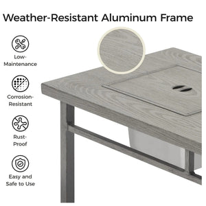 3 In 1 Outdoor Propane Fire Pit Table 50, 000 BTU With Ice Bucket - Gray