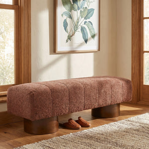 Rust Red Boucle Indoor Dining Bench