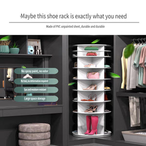 8 Tier Rotating Shoe Rack Tower - White Shoe Organizer