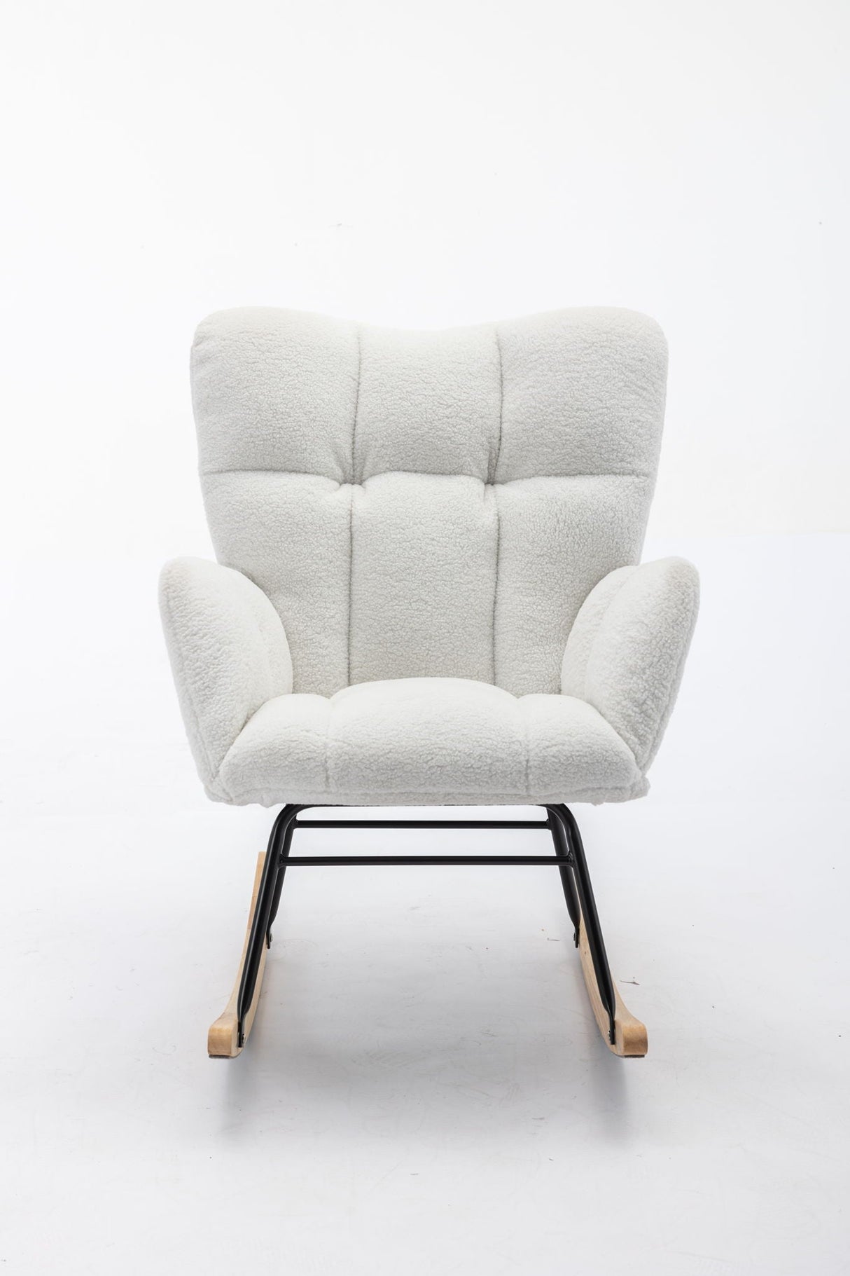 Teddy Fabric Rocking Gilder Nursery Chair For Living Room Indoor - Ivory