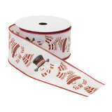 Glittered snowman wired ribbon (set of 2)