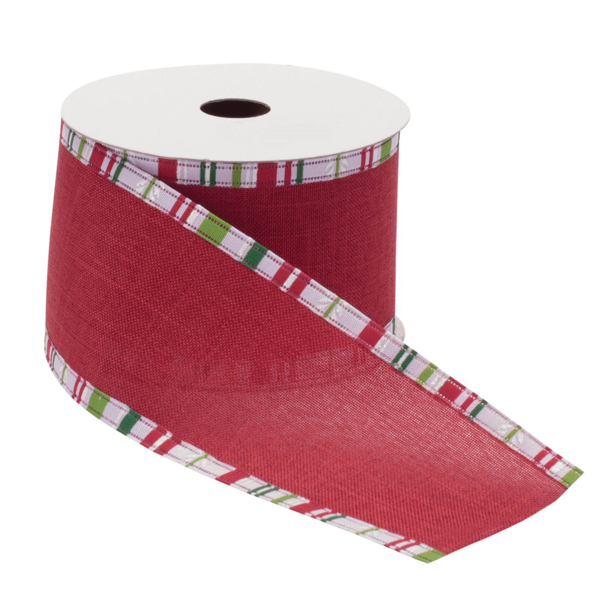 Striped trim wired ribbon (set of 2)