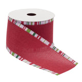 Striped trim wired ribbon (set of 2)