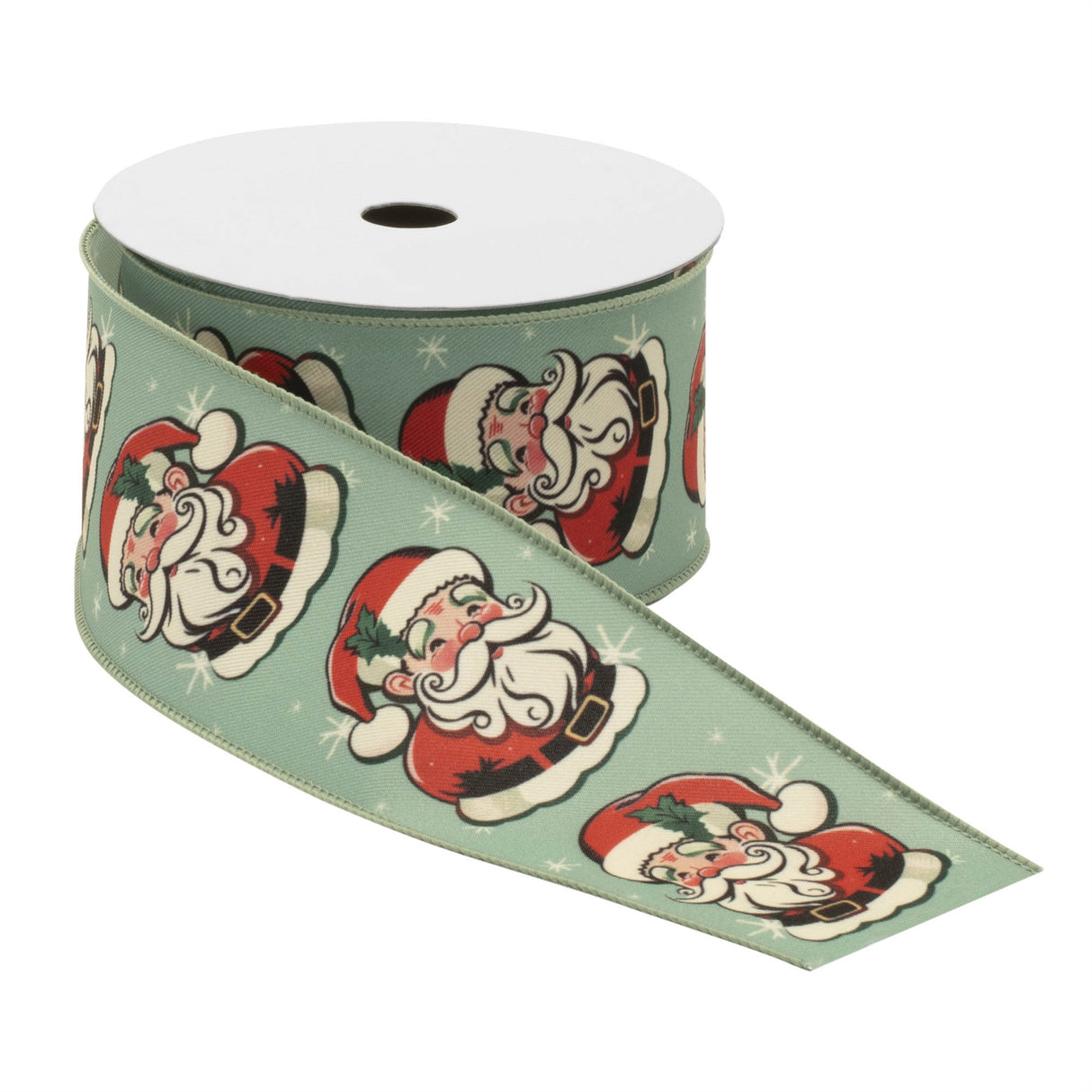 Nostalgic santa print wired ribbon (set of 2)