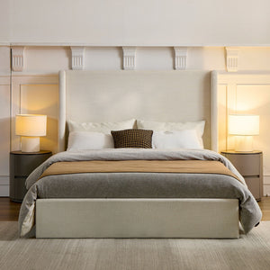 Carmen - Full Size Upholstered Wingback Bed - Ivory