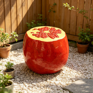 Pomegranate Fruit Stool – 13.4" Oversized Resin Stool
