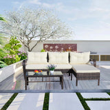 Outdoor Patio Furniture 3-Piece Conversation Set (Beige Cushion)