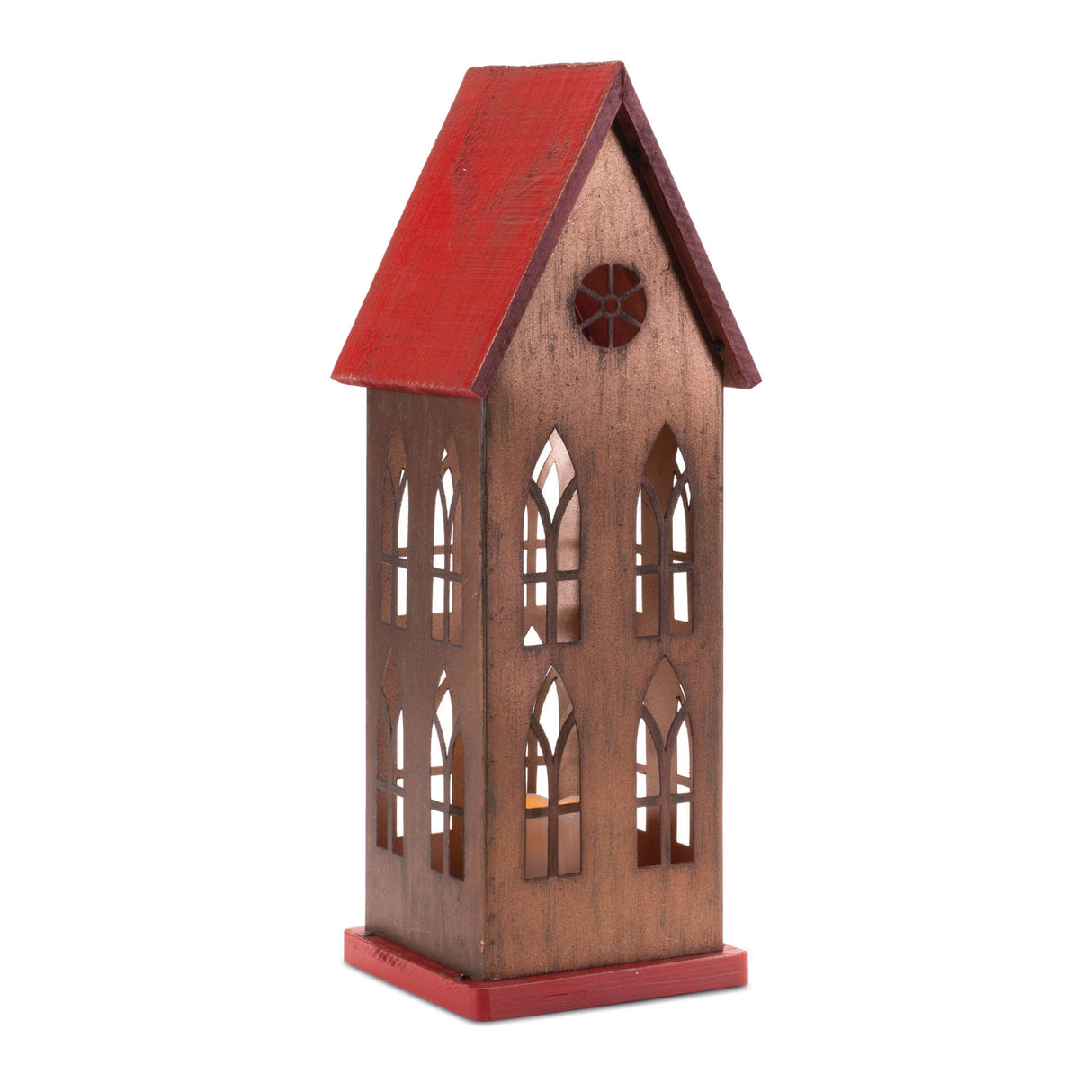 Led church with candle 17.5"h