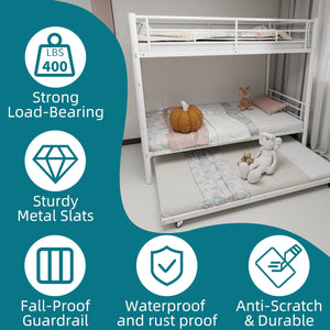 Bunk Bed For Kids, Convertible Frame With Ladders & Guardrail