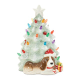 Ceramic christmas tree with dog  (set of 2)