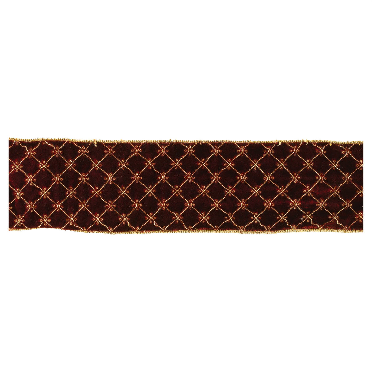 Ornate diamond pattern wired ribbon (set of 2)