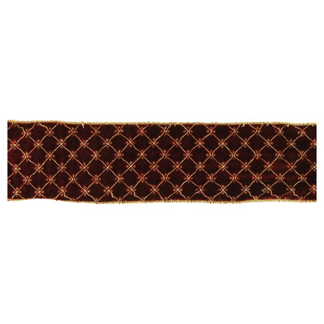 Ornate diamond pattern wired ribbon (set of 2)