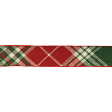 Plaid pattern wired ribbon 4" x 5 yds.
