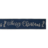 Embroidered merry christmas wired ribbon 4" x 5 yds.