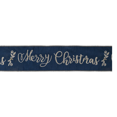 Embroidered merry christmas wired ribbon 4" x 5 yds.