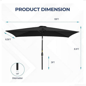 Rectangular Patio Umbrella With Crank Tilt, Polyester UV-Resistant Canopy
