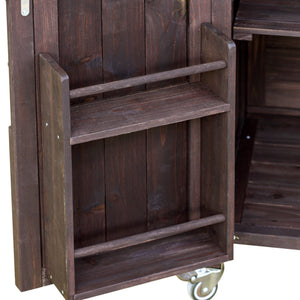 K&K Outdoor Kitchen Island, Rolling Bar Cart & Storage Cabinet