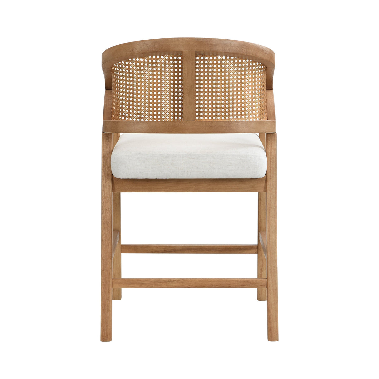 Wooden Frame Counter Stool With Rattan Back - Set of 2