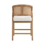 Wooden Frame Counter Stool With Rattan Back - Set of 2