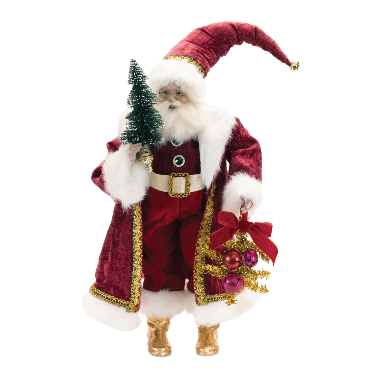 Holiday santa with pine tree character 25"h